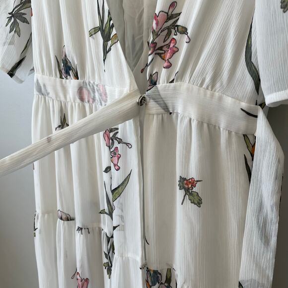 Roller Rabbit Condesa Bouquet Gertrude white floral maxi wrap dress Sz M - Picture 8 of 16